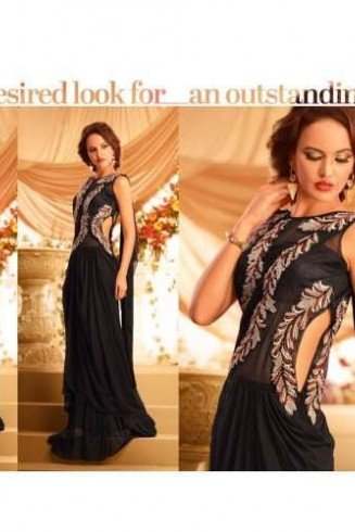 Black GOWNS 2 WEDDING WEAR HEAVY EMBROIDERED GOWN