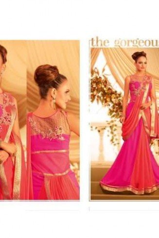Pink and Gold GOWNS 2 WEDDING WEAR HEAVY EMBROIDERED GOWN