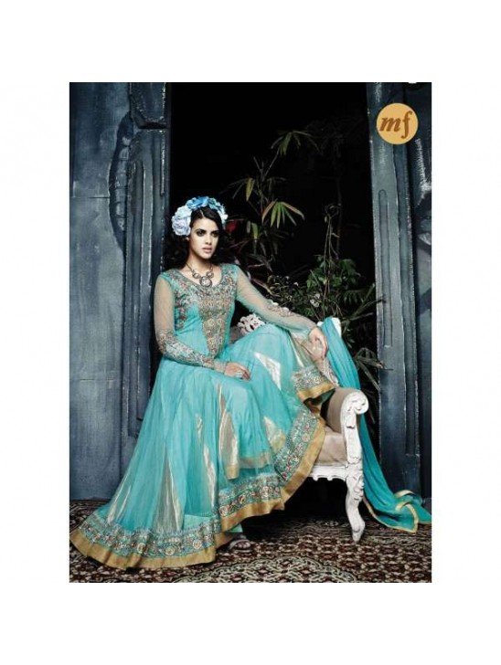 Light Blue Stunning Hariette Anarkali Salwar Suit 56017