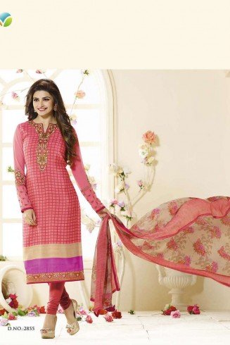 SLK2855 - Pink Kaseesh Silkina Royal Crepe 3 Salwar Kameez Suit