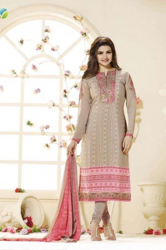 SLK2856 - Pink and Grey Kaseesh Silkina Royal Crepe 3 Salwar Kameez Suit