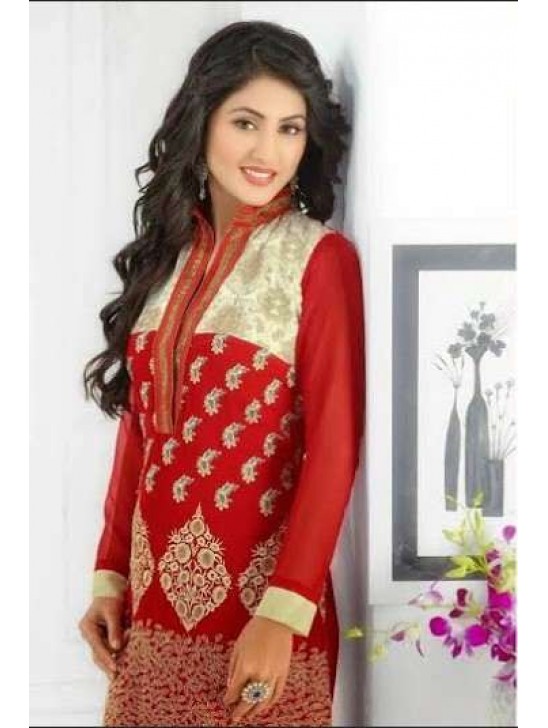 Hot Red Heena Khan Salwar Churidaar Suit