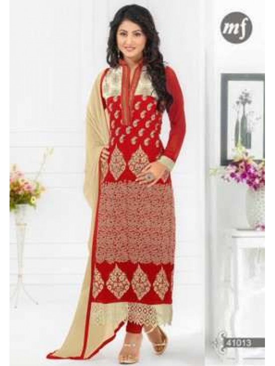 Hot Red Heena Khan Salwar Churidaar Suit