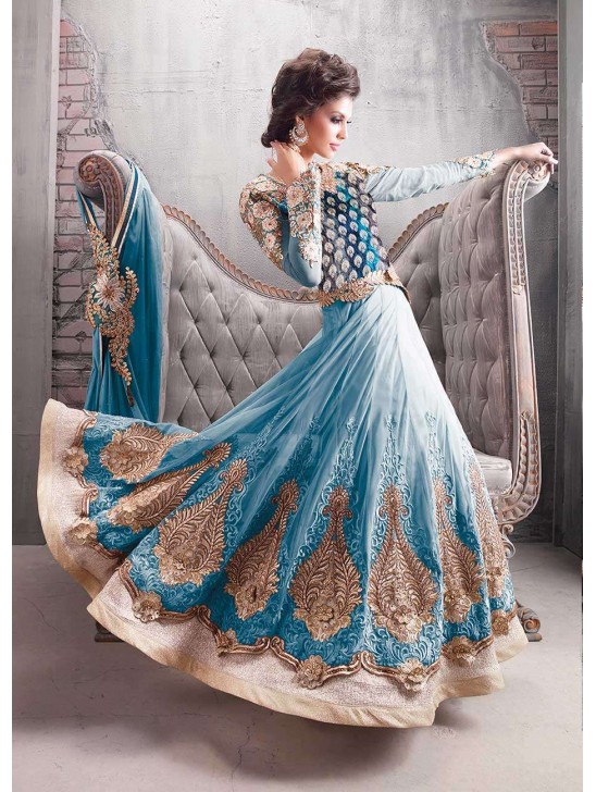 Zoya-9007-B Colour Plus Blue Anarkali Dress Wedding Suit