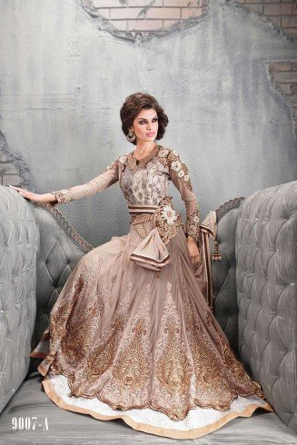 Zoya Beige Wedding Wear Anarkali Dress Suit Colour Plus 9007-A