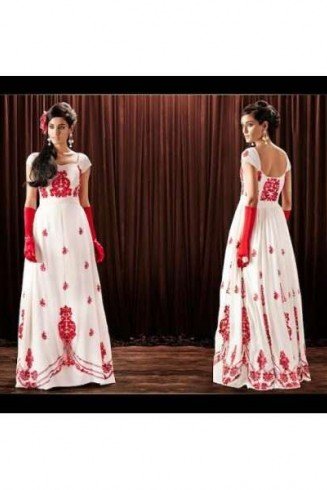White & Red Indian Party Wear Gown