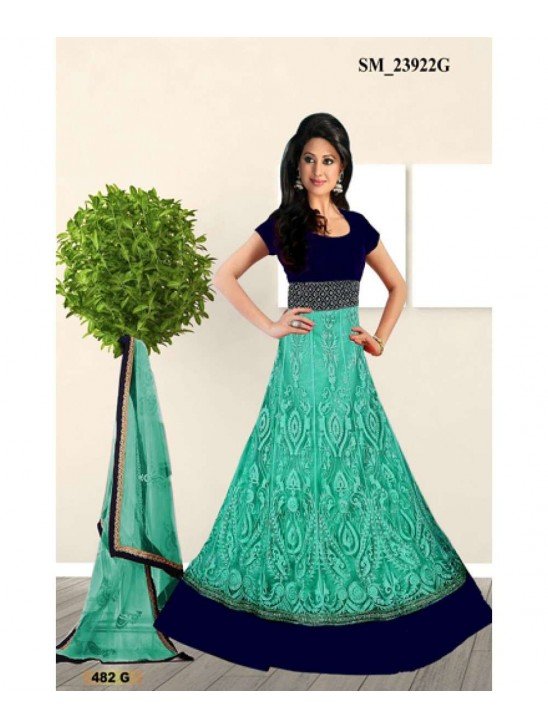 Light Sky Embroidered Floor Length Anarkali Suit