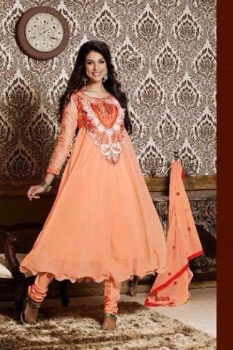 Stunning Orange Anarkali Designer Dress