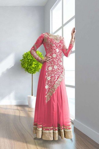 Zoya Pink Wedding Wear Anarkali Dress 