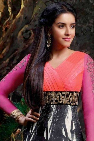 Black & Pink Printed Indian Anarkali Suit 