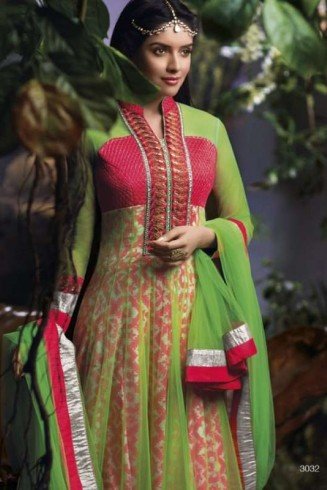 Yellow & Green Indian Asian Anarkali Suit