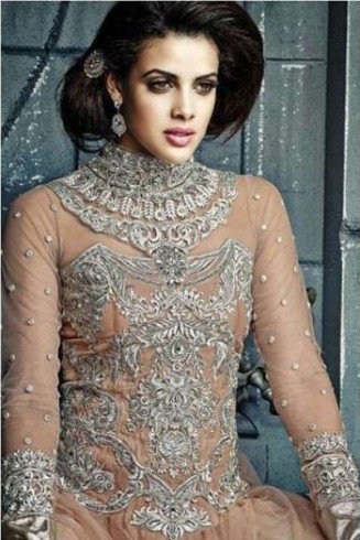 Beige Stunning Hariette Anarkali Salwar Suit 56007 