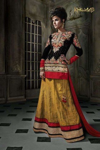 Black & Yellow Lehenga Choli Indian Wedding Dress