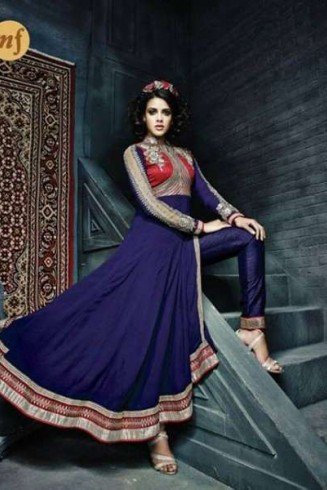Blue Stunning Hariette Anarkali Salwar Suit 56009