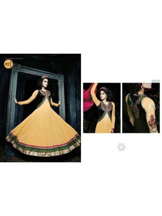 Cream With Black Stunning Hariette Anarkali Salwar Suit 56010