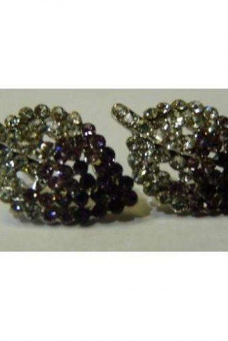 GORGEOUS NEW LEAF DESIGN CRYSTAL EARRINGS IN BLACK AND PURPLE COLOUR