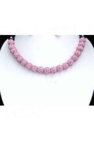 BEAUTIFUL NEW FULL PINK REAL CRYSTAL NECKLACE