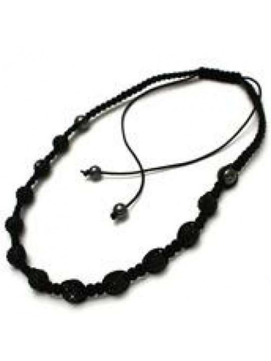 BLACK THREADED CRYSTAL BALLS NECKLACE