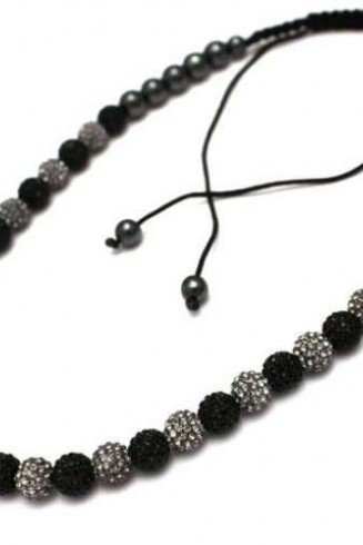 FULL GREY AND BLACK CRYSTAL NECKLACE
