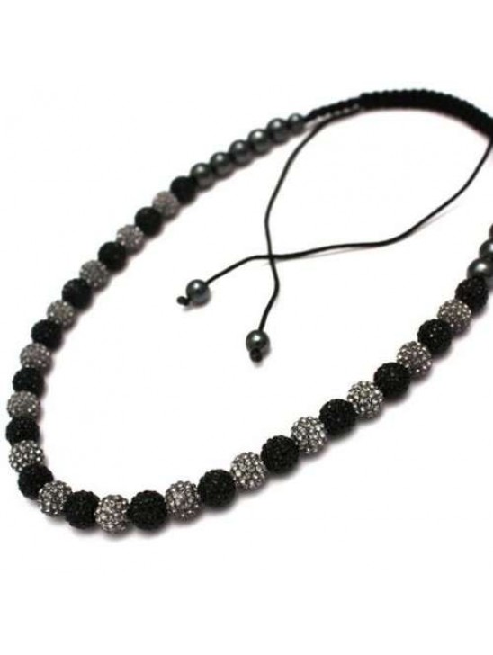 FULL GREY AND BLACK CRYSTAL NECKLACE