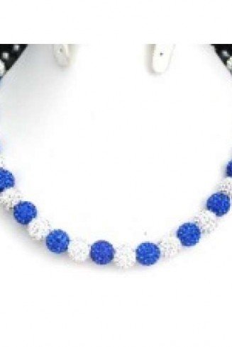Lovely Royal Blue And Silver White Real Crystal Necklace 