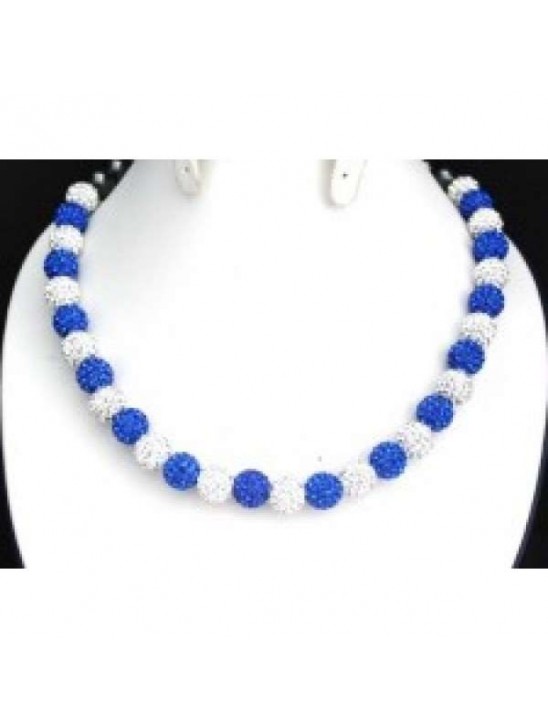 Lovely Royal Blue And Silver White Real Crystal Necklace