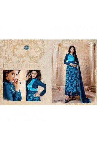 Blue Printed Anarkali Dress Indian Casual Suit