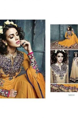 Dark Yellow Stunning Hariette Anarkali Salwar Suit 56014