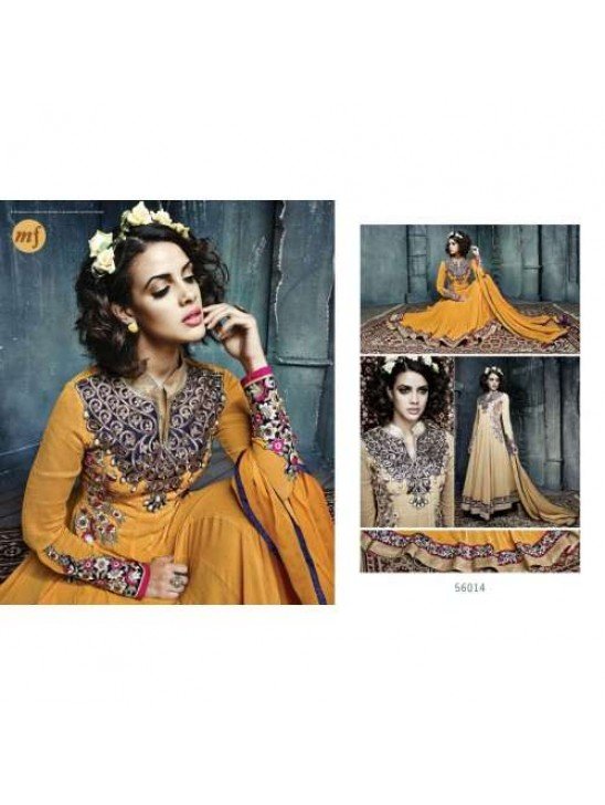 Dark Yellow Stunning Hariette Anarkali Salwar Suit 56014