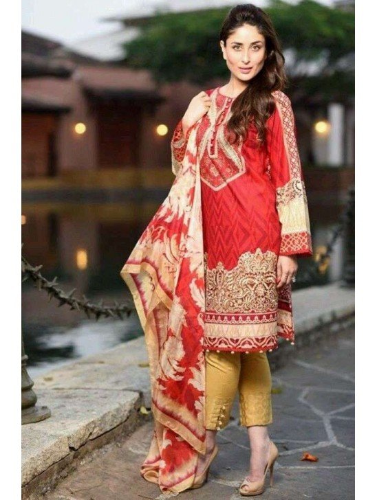 Faraz Manan Red Lawn Crescent Summer Pakistani Suit 2015 (replica)