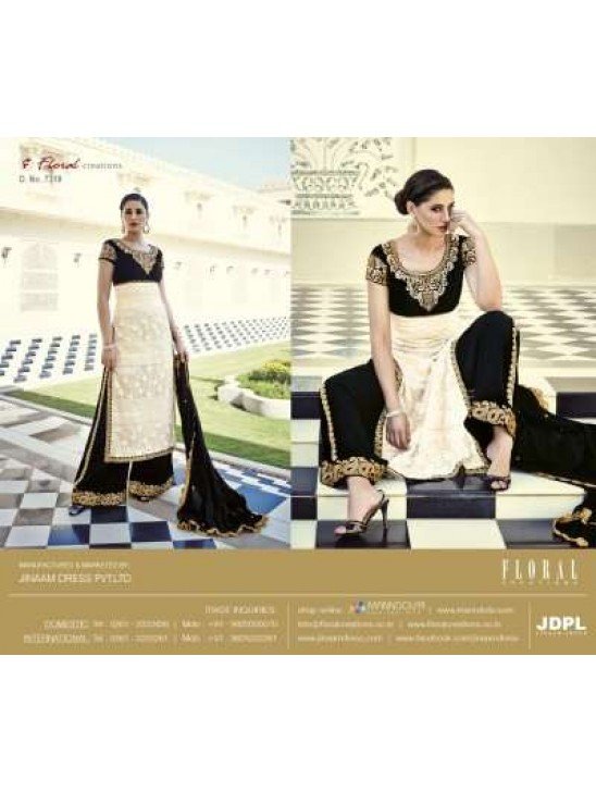 Black & Beige Indian Designer Palazzo Suit