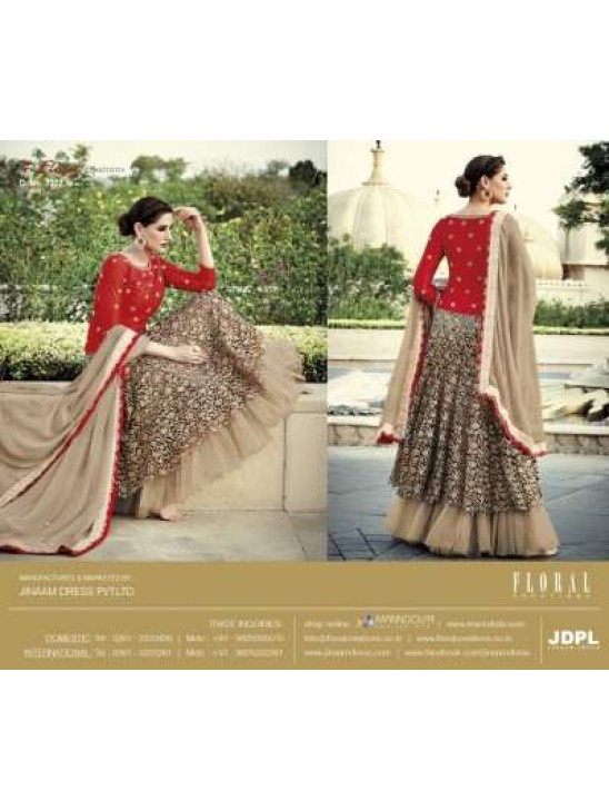 Red & Beige Indian Wedding Lehenga