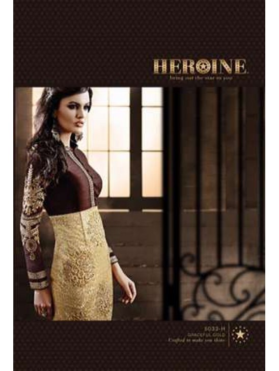 H-5033-H Brown  Heroine Lime Light Priyanka Chopra Gown