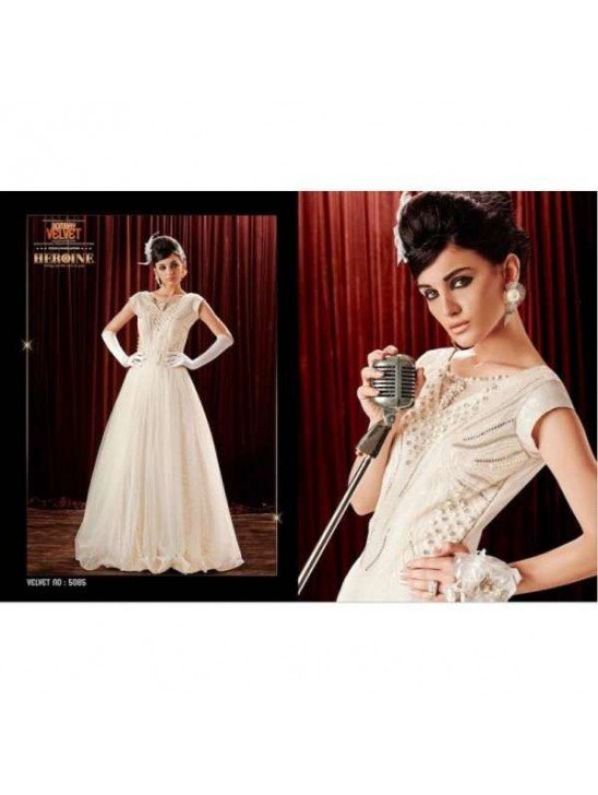ZHR5085 White Stunning New Anushka Sharma Bombay Velvet Gown Anarkali Dresses