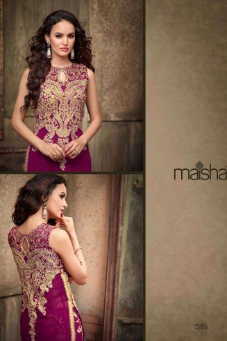 MA2205 Purple with Gold Maskeen Maisha Crush Dress