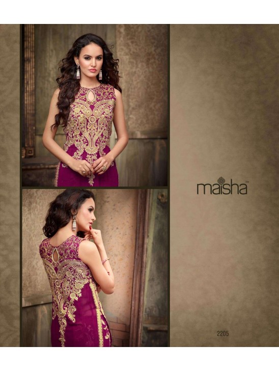 MA2205 Purple with Gold Maskeen Maisha Crush Dress