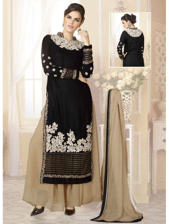 Black & Beige Palazzo Pant Suit Indian Designer Wedding Wear