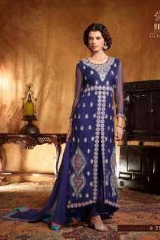 MG20002 Blue Mohini Glamour Wedding Designer Suit   