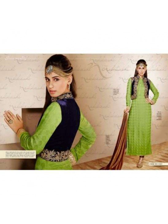 Yellow Green Pakistani Designer Mehndi Dress (Ready made Small size)