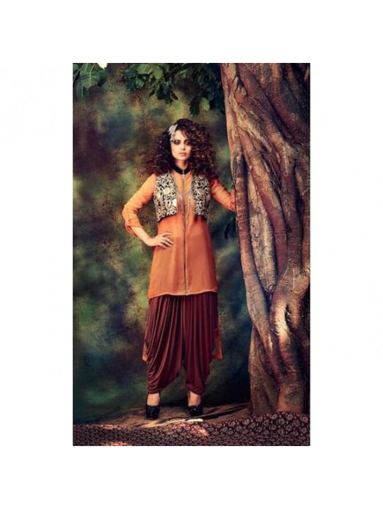 Orange Maroon Designer Patiala Punjabi Suit