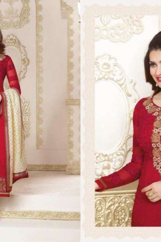 Red Cream Indian Pakistani Bridal Salwar Suit