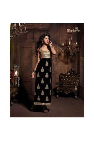 Black & Gold Velvet Suit Pakistani Designer Party Dress