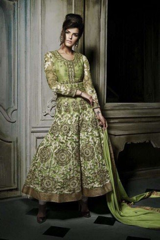 Green Indian Wedding Gown Mayoun Mehndi Dress