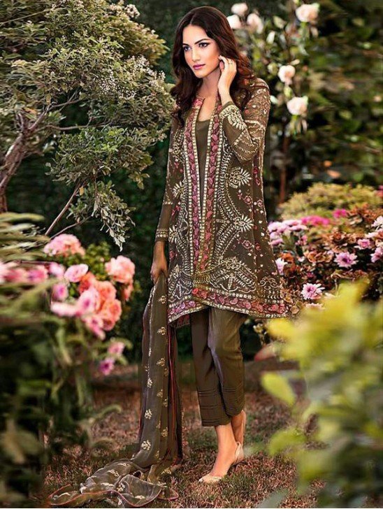 Z DECENT BROWN MEHNDI COLOUR PAKISTANI STYLE SALWAR KAMEEZ SUIT