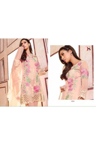 22004 PEACH NOUGAT BAROQUE 3 BY DEEPSY GEORGETTE EMBROIDERED SUIT