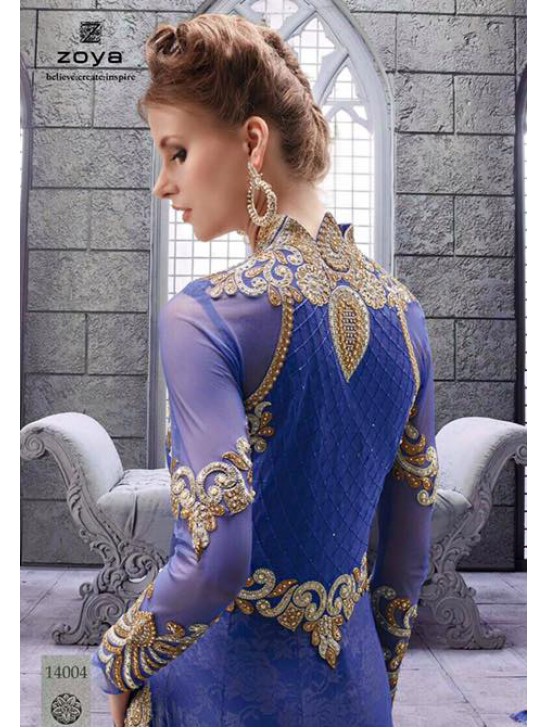 Royal Blue Center Slit Anarkali Suit Indian Designer Dress