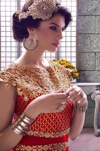 Red Indian Wedding Gown Pakistani Designer Anarkali Dress