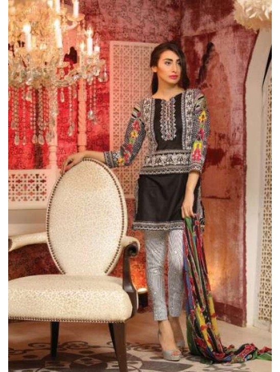 ZEA-44 BLACK ESHA AISHA LAWN EMBROIDERED SALWAR SUIT