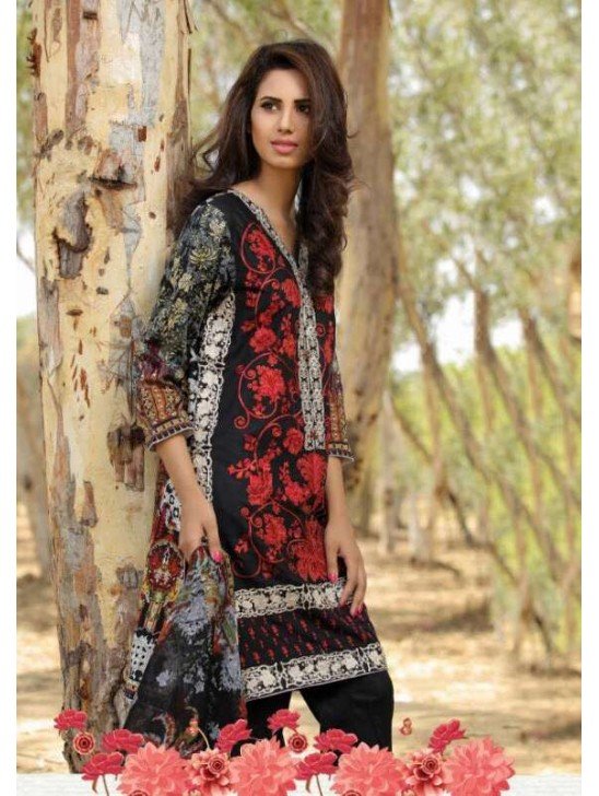 ZEA-46 BLACK ESHA AISHA LAWN EMBROIDERED SALWAR SUIT