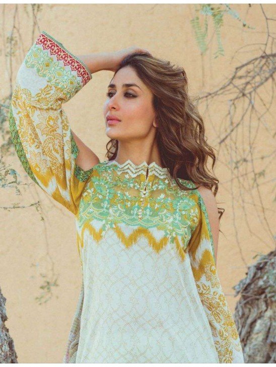 FM08 KAREENA KAPOOR STYLISH SPRING SUMMER LAWN SUIT